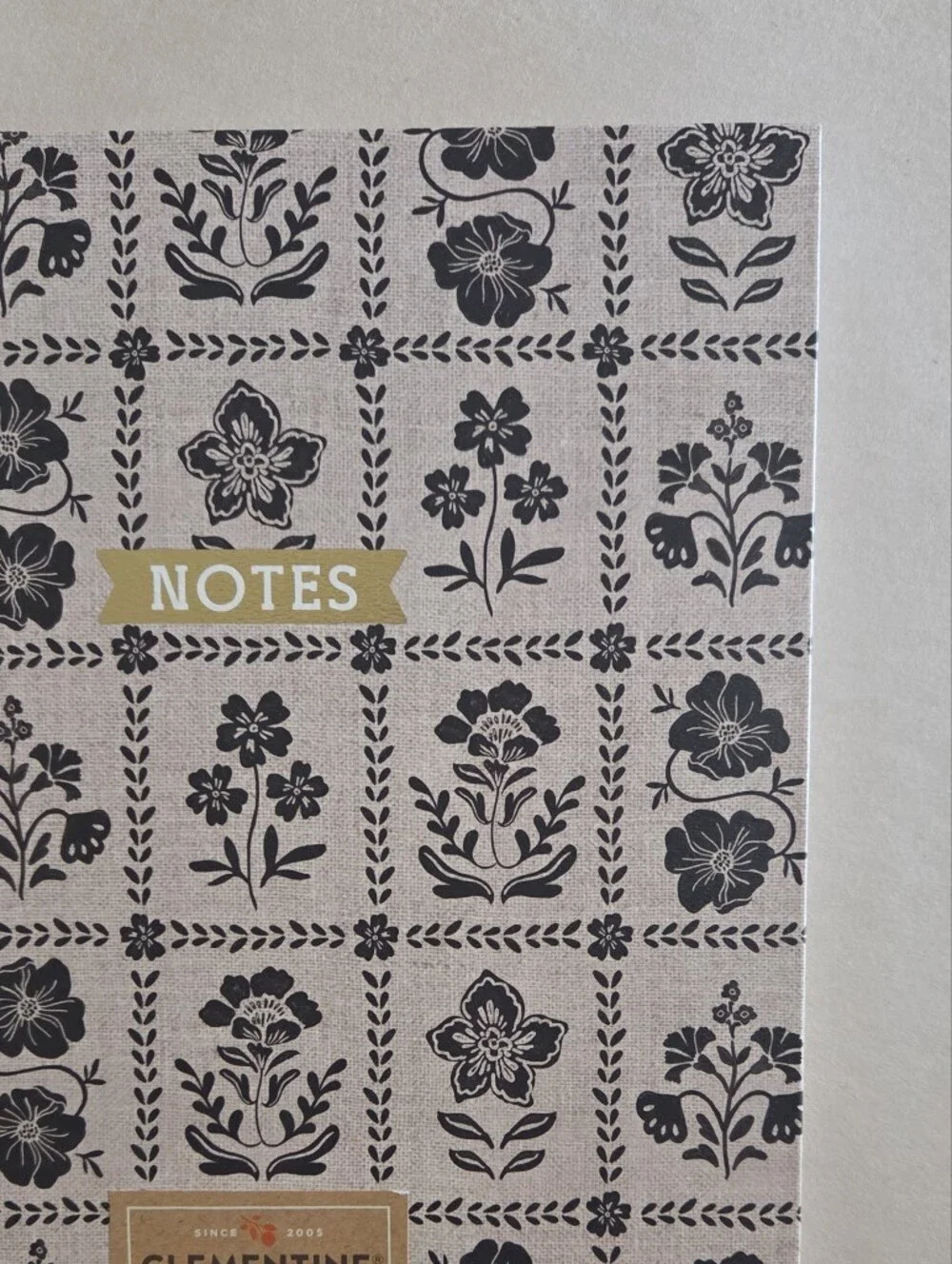 Clementine Black Floral Grid Large Spiral Hardcover Ruled Notebook